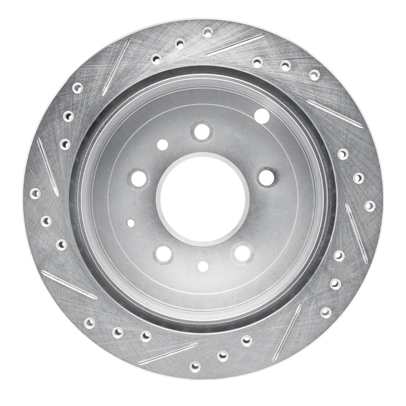 Mazda MPV Brake Rotor (1) - Rear Right - R1 Concepts - Drilled & Slotted - Silver - `92-`06
